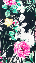 Load image into Gallery viewer, travel scarf with hidden pocket black floral print
